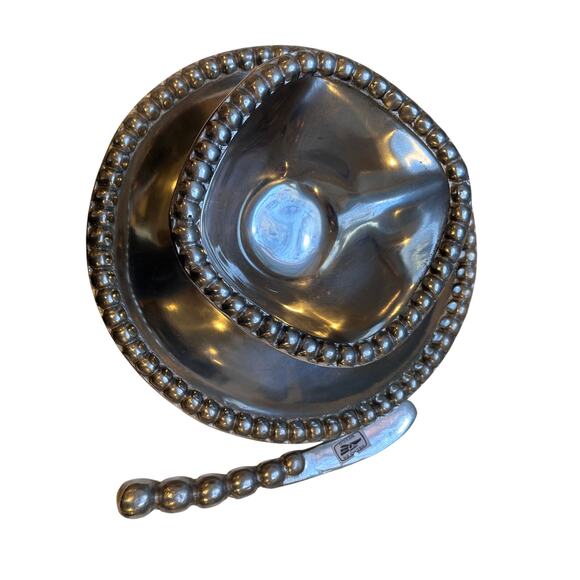 Mexican Silver/Pewter Plate, Serving Bowl & Knife - Picture 10 of 16